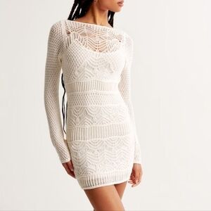 NWT Abercrombie & Fitch Cream Long Sleeve Machine Knit Dress